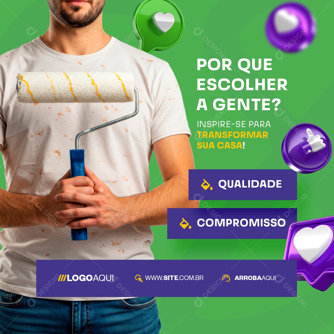 Pintor Por Que Escolher a Gente Social Media PSD Editável