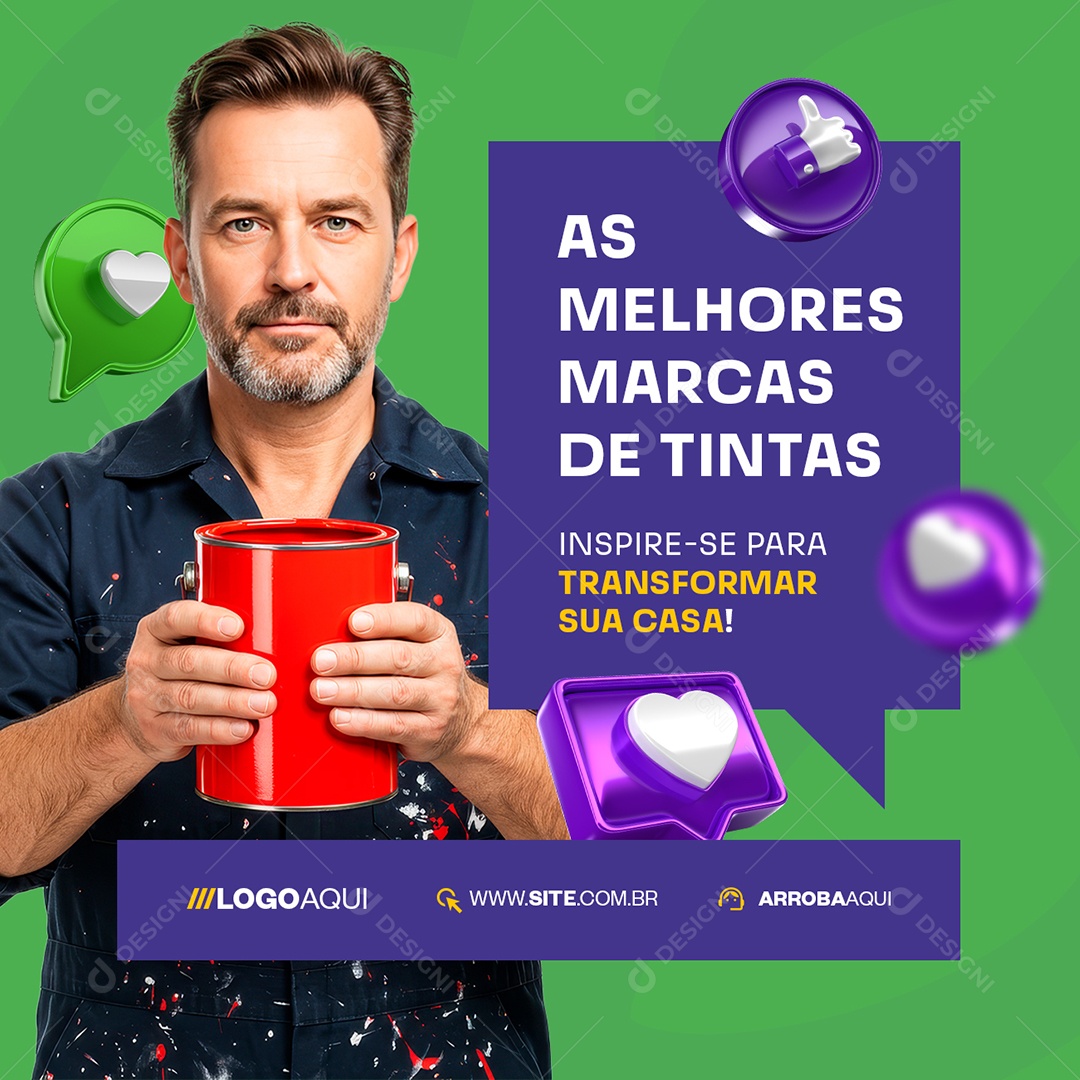 Pintor As Melhores Marcas de Tintas Social Media PSD Editável