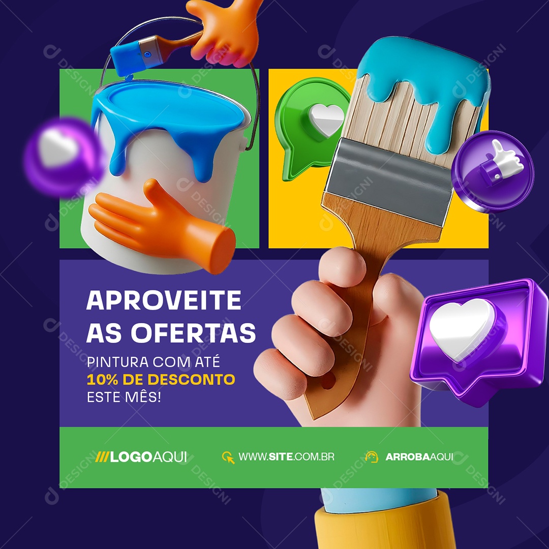 Pintor Aproveite As Ofertas Pintura com Até 10% de Desconto Social Media PSD Editável
