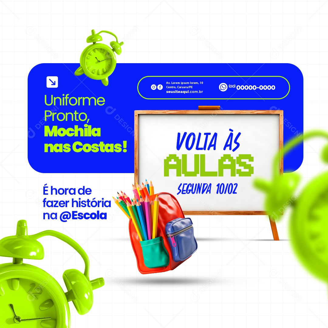 Volta as Aulas Matriculas Abertas 2025 Social Media PSD Editável