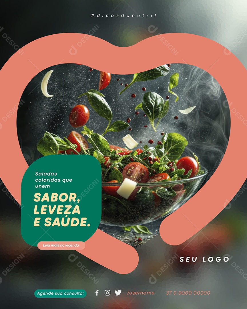 Nutricionista Sabor Leveza e Saúde Social Media PSD Editável