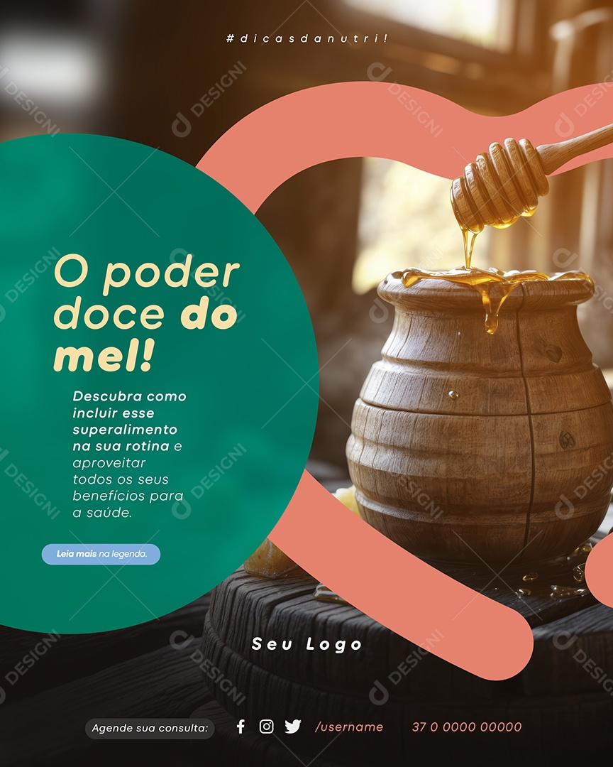 Nutricionista O Poder Doce do Mel Social Media PSD Editável