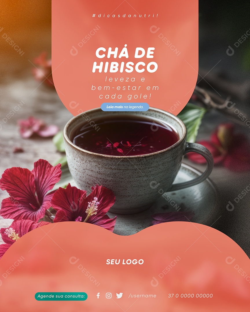 Nutricionista Chá de Hibisco Social Media PSD Editável