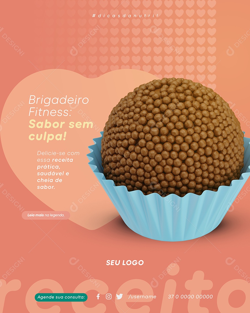 Nutricionista Brigadeiro Fitness Social Media PSD Editável