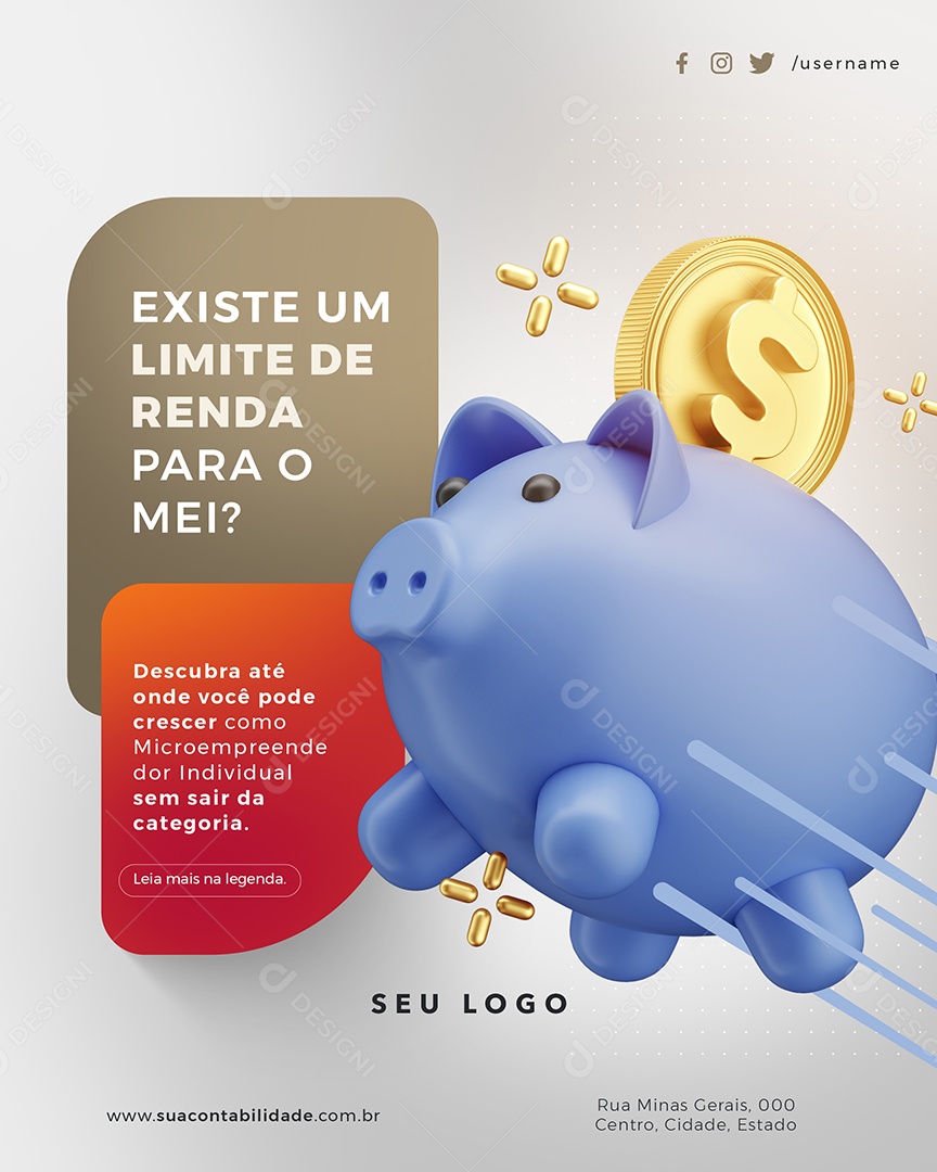 Contabilidade Limite de Renda Para MEI Social Media PSD Editável