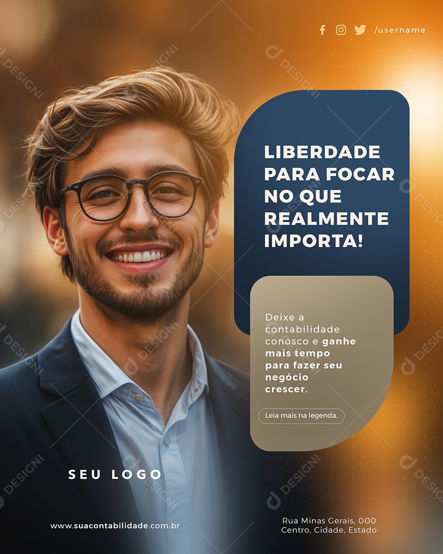 Contabilidade Liberdade Para Focar No Que Realmente Importa Social Media PSD Editável