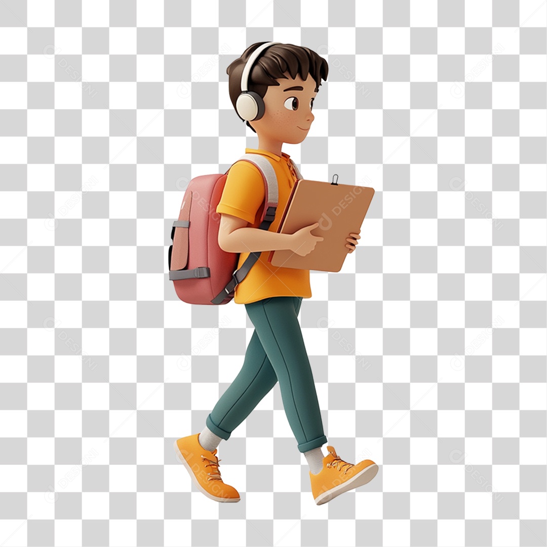 Personagem Jovem Estudante PNG Transparente