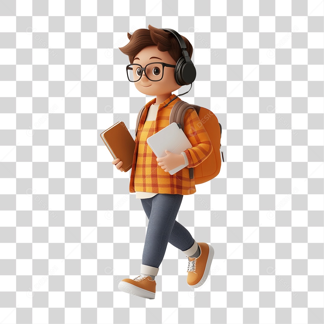 Personagem Jovem Estudante PNG Transparente