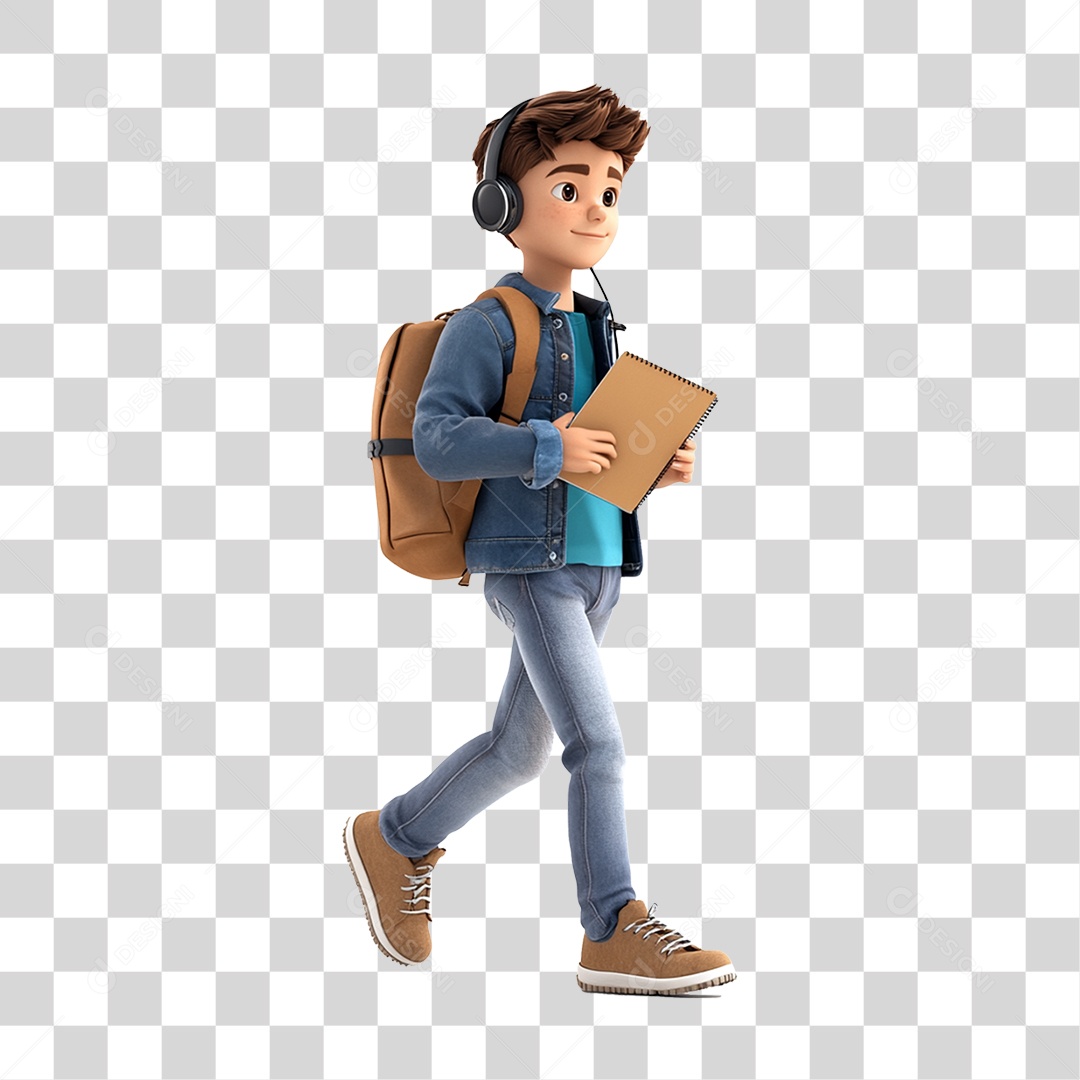 Personagem Jovem Estudante PNG Transparente