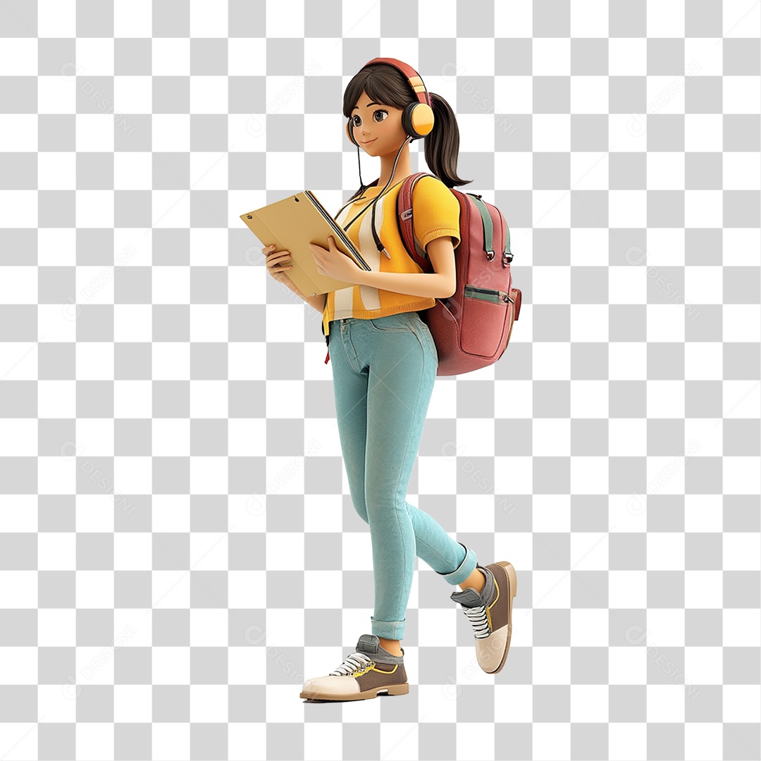 Personagem Jovem Estudante PNG Transparente