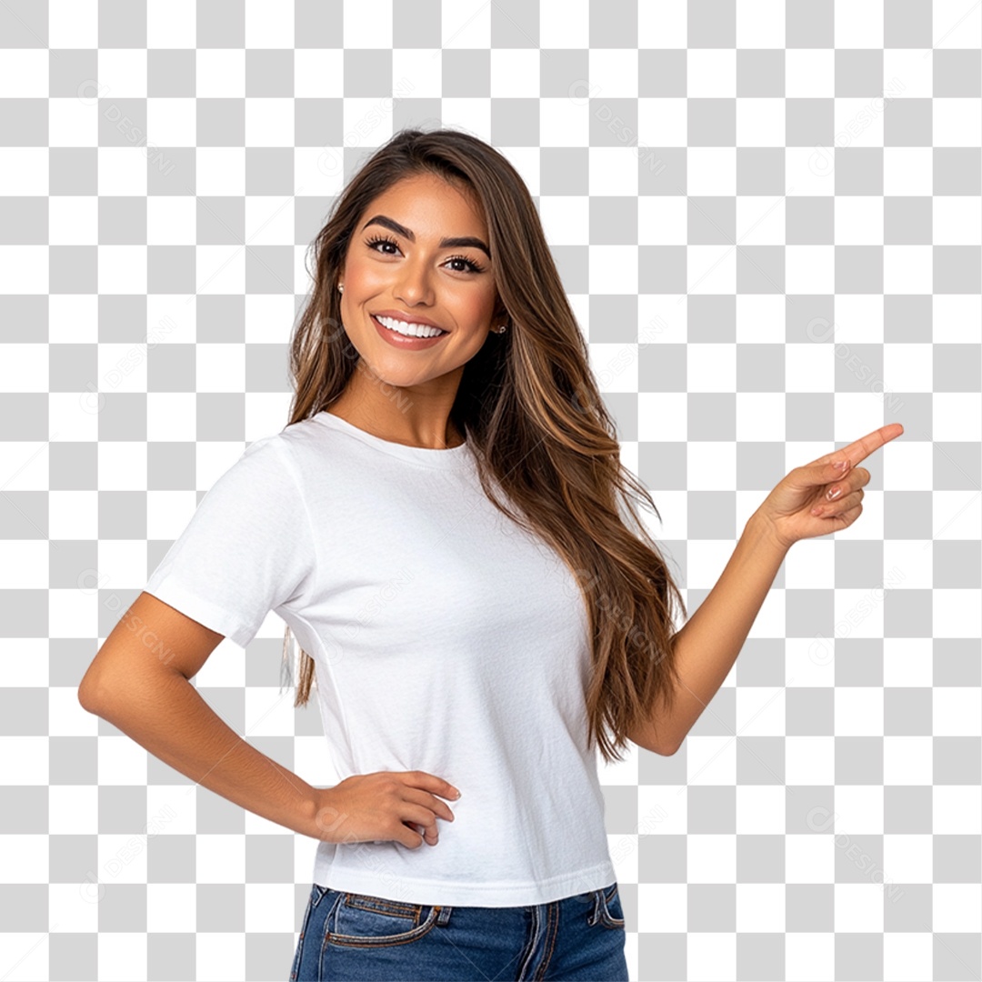 Mulher Apontando Gestos PNG Transparente