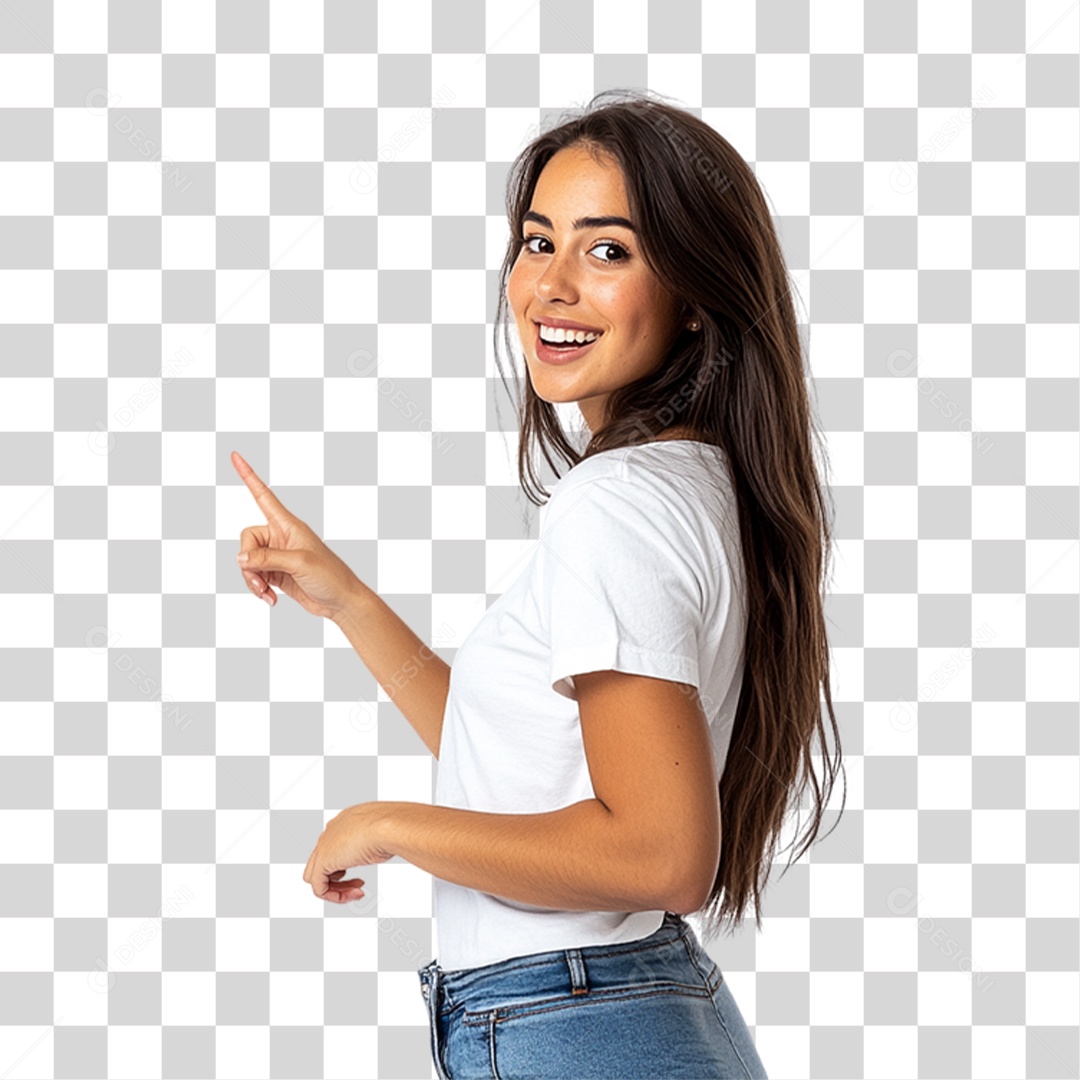 Mulher Apontando Gestos PNG Transparente