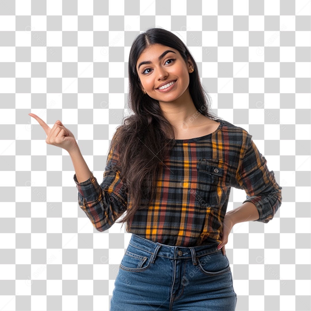 Mulher Apontando Gestos PNG Transparente