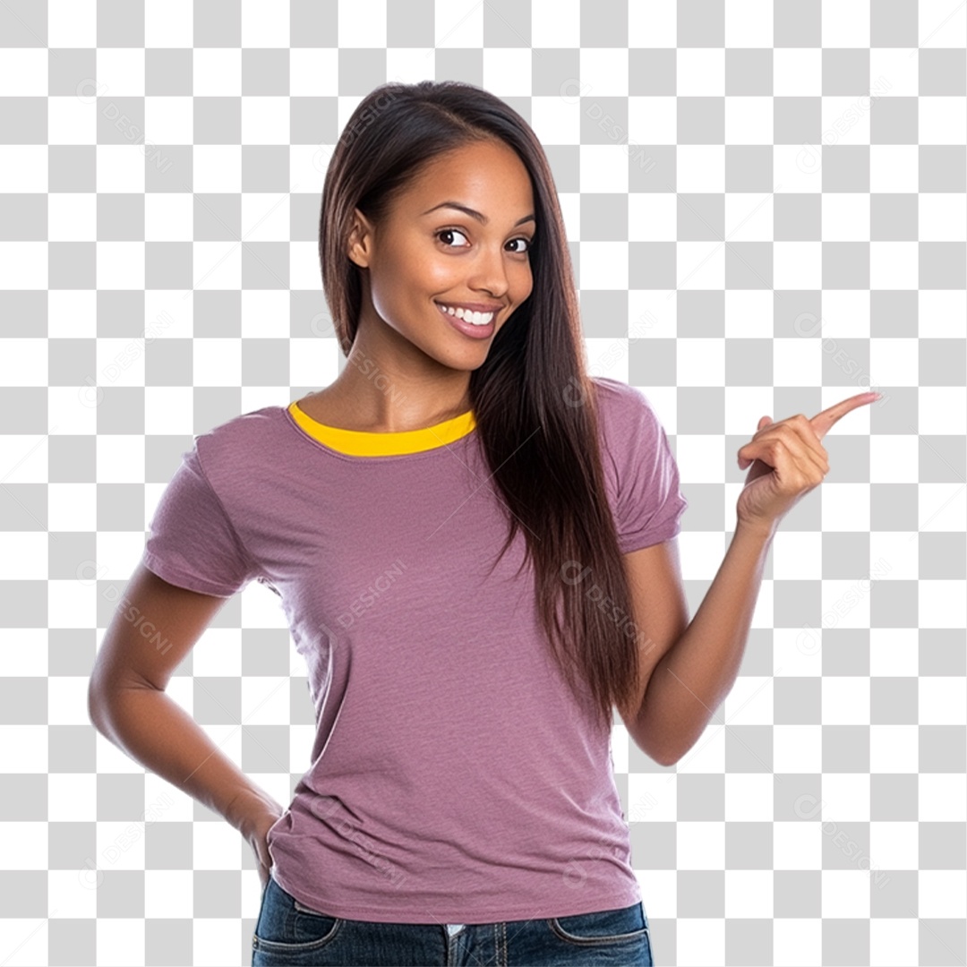 Mulher Apontando Gestos PNG Transparente