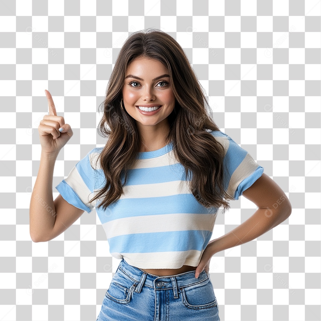 Mulher Apontando Gestos PNG Transparente