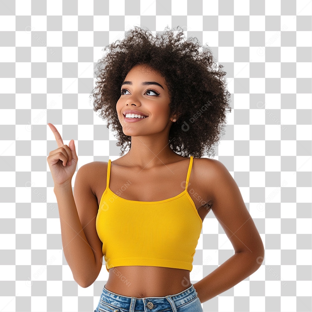 Mulher Apontando Gestos PNG Transparente