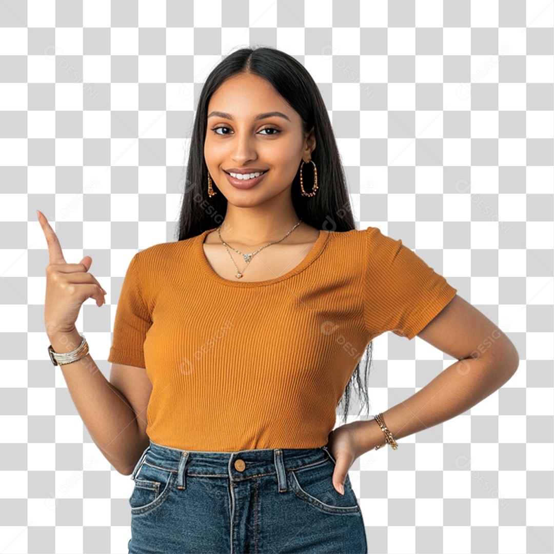 Mulher Apontando Gestos PNG Transparente