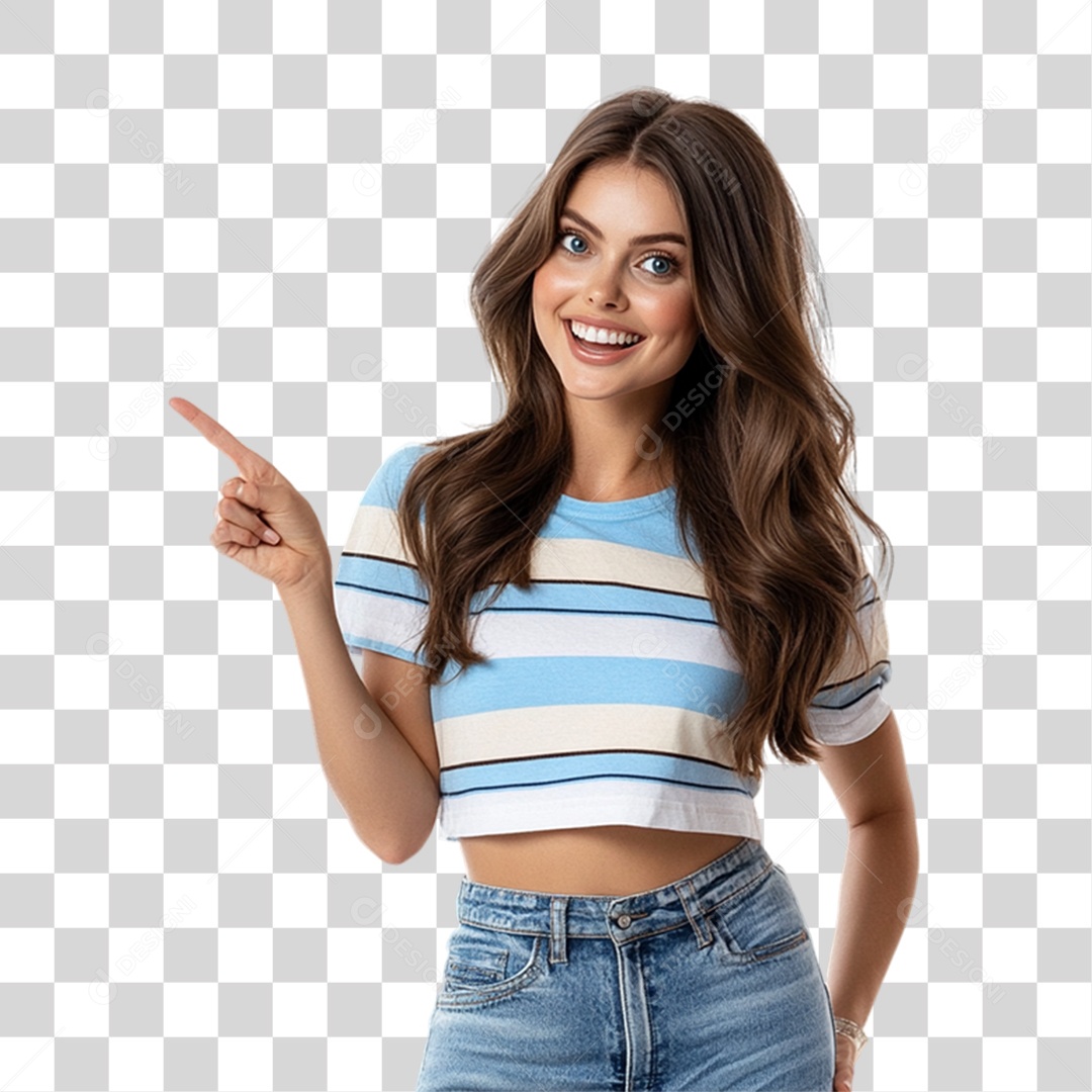 Mulher Apontando Gestos PNG Transparente