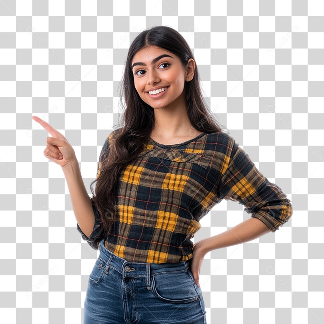 Mulher Apontando Gestos PNG Transparente