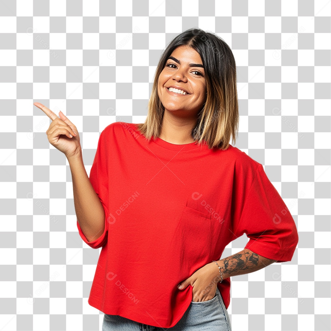 Mulher Apontando Gestos PNG Transparente