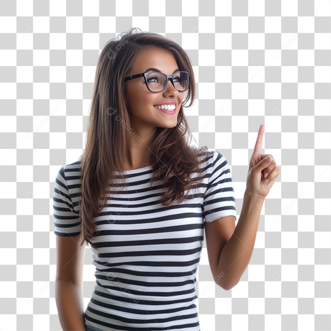 Mulher Apontando Gestos PNG Transparente