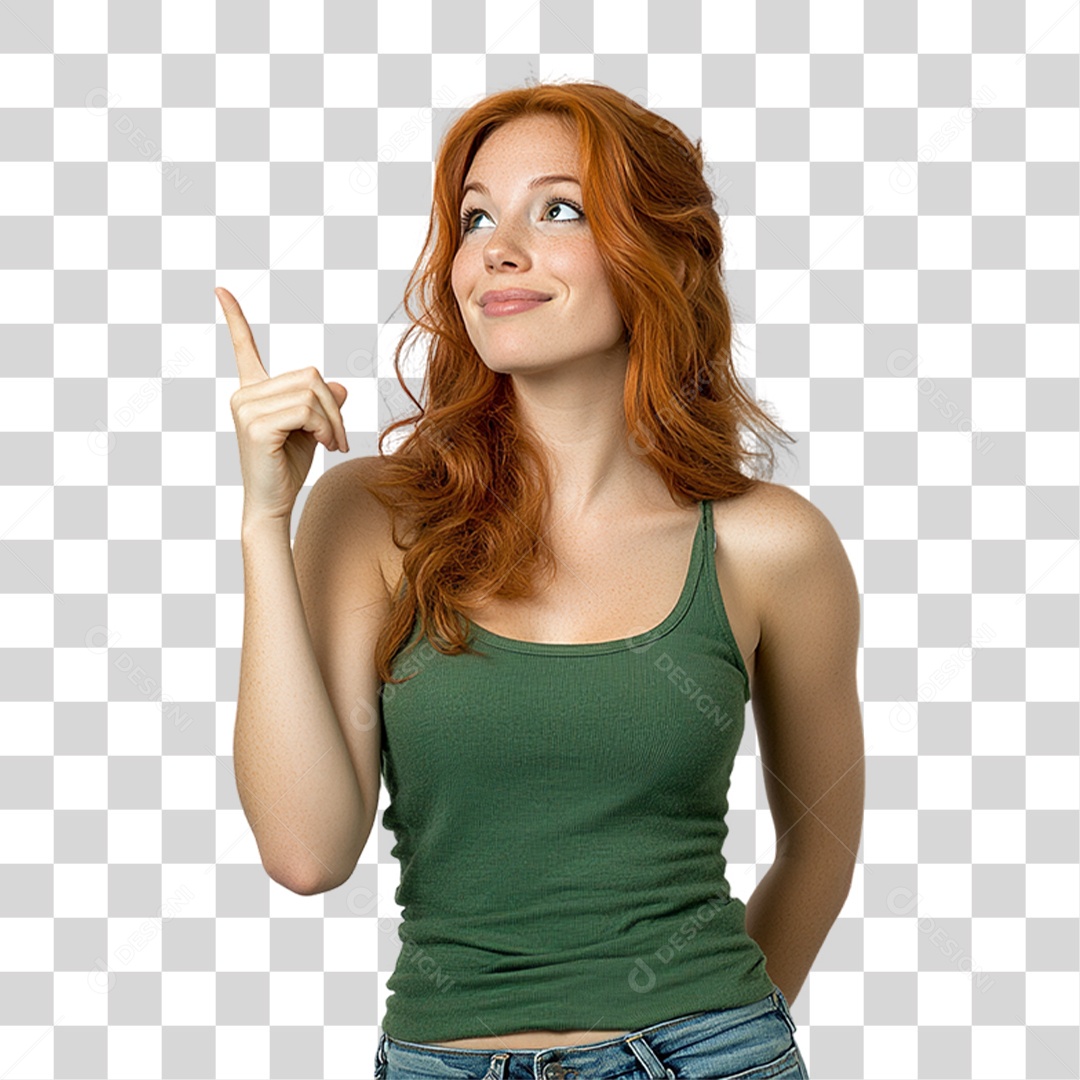 Mulher Apontando Gestos PNG Transparente