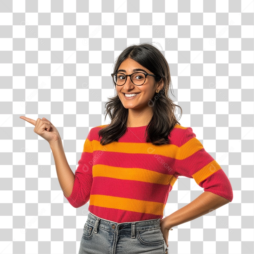 Mulher Apontando Gestos PNG Transparente