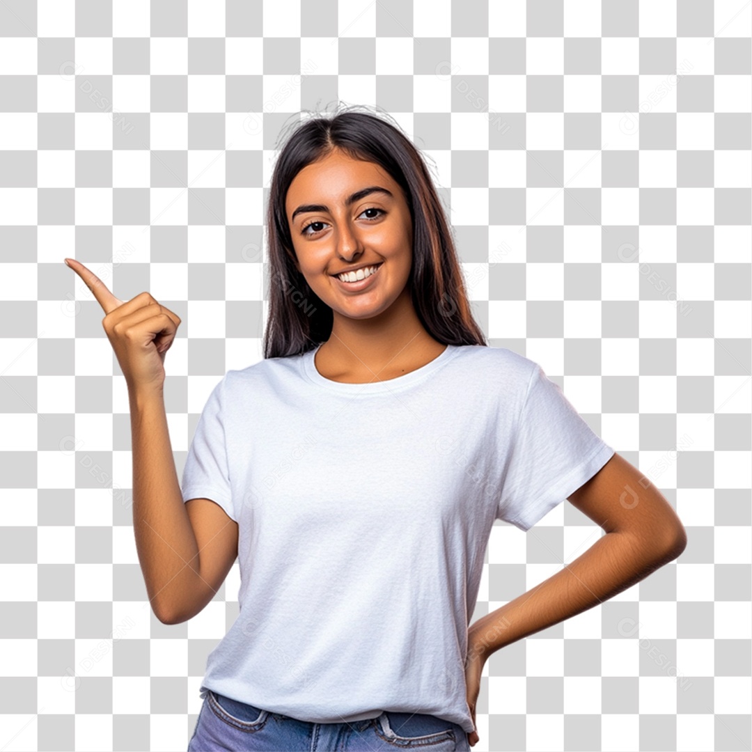 Mulher Apontando Gestos PNG Transparente