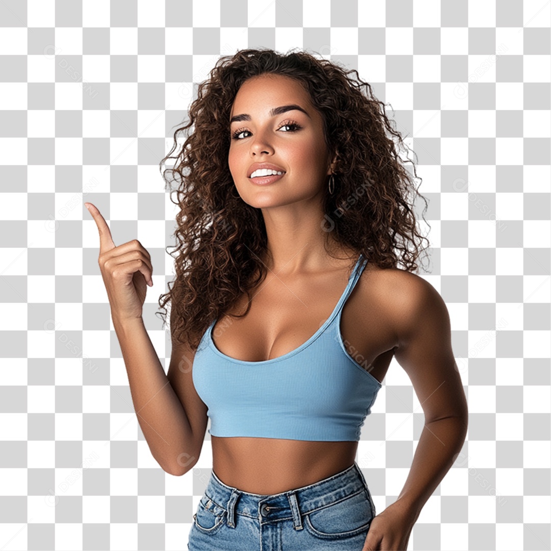 Mulher Apontando Gestos PNG Transparente