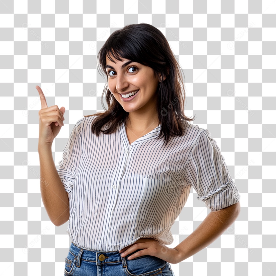 Mulher Apontando Gestos PNG Transparente