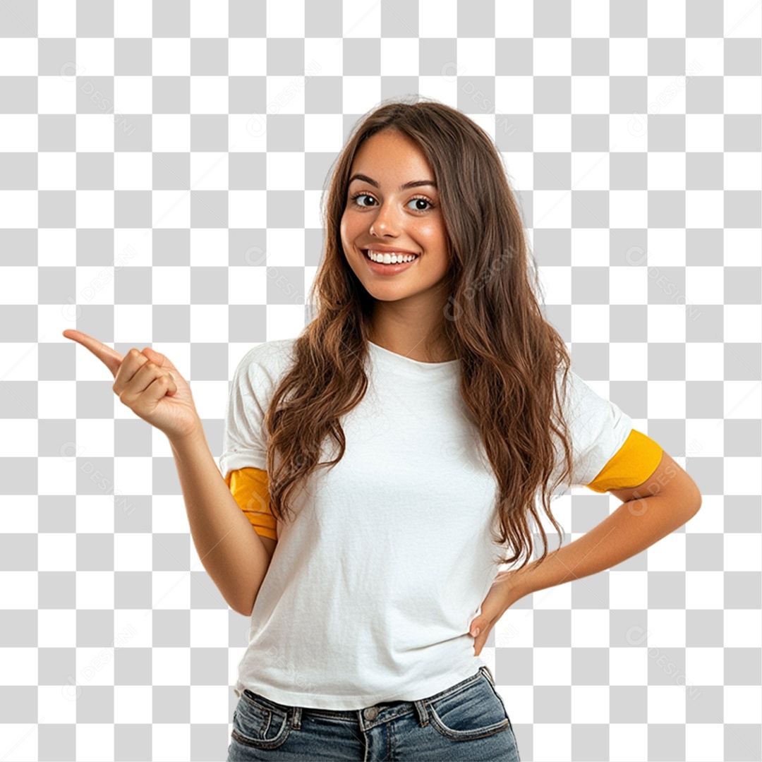 Mulher Apontando Gestos PNG Transparente