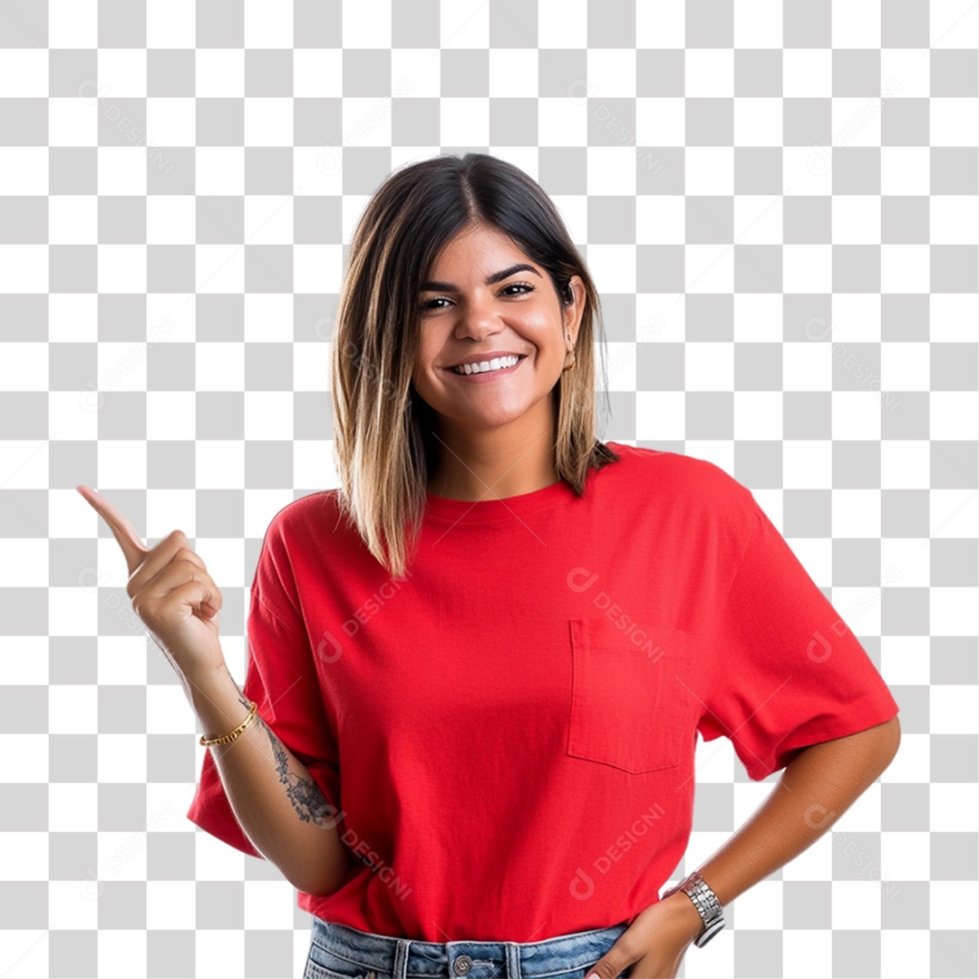 Mulher Apontando Gestos PNG Transparente
