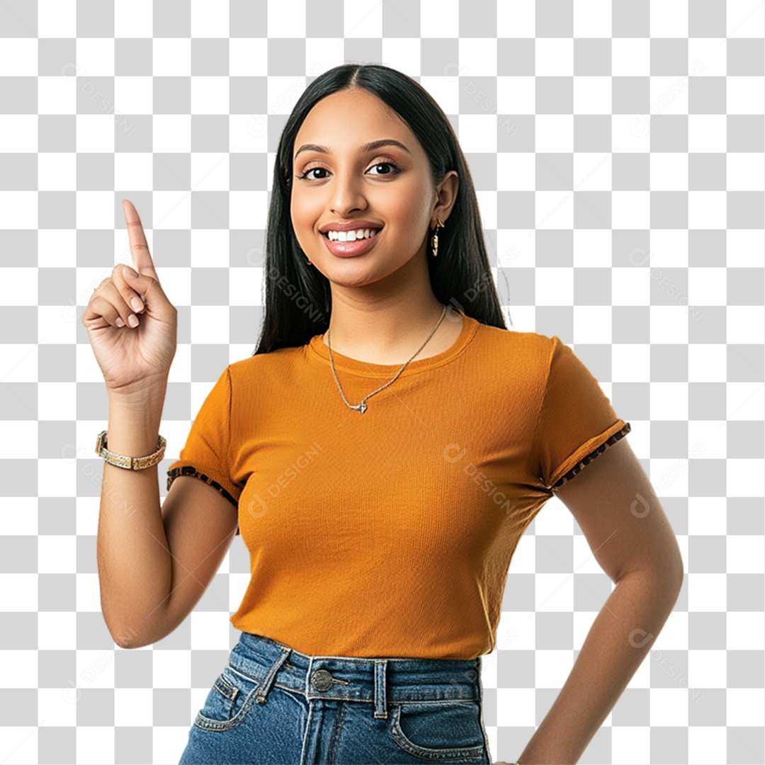 Mulher Apontando Gestos PNG Transparente