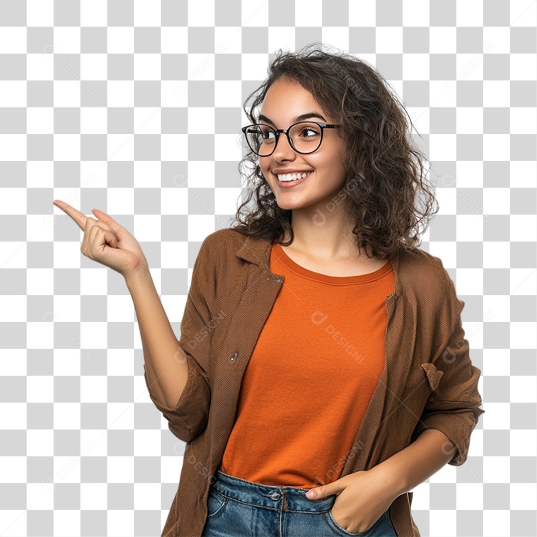 Mulher Apontando Gestos PNG Transparente
