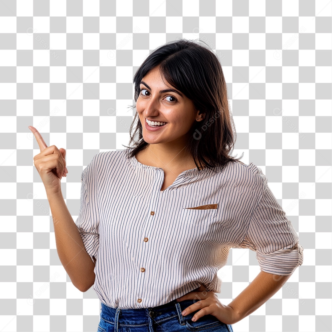 Mulher Apontando Gestos PNG Transparente