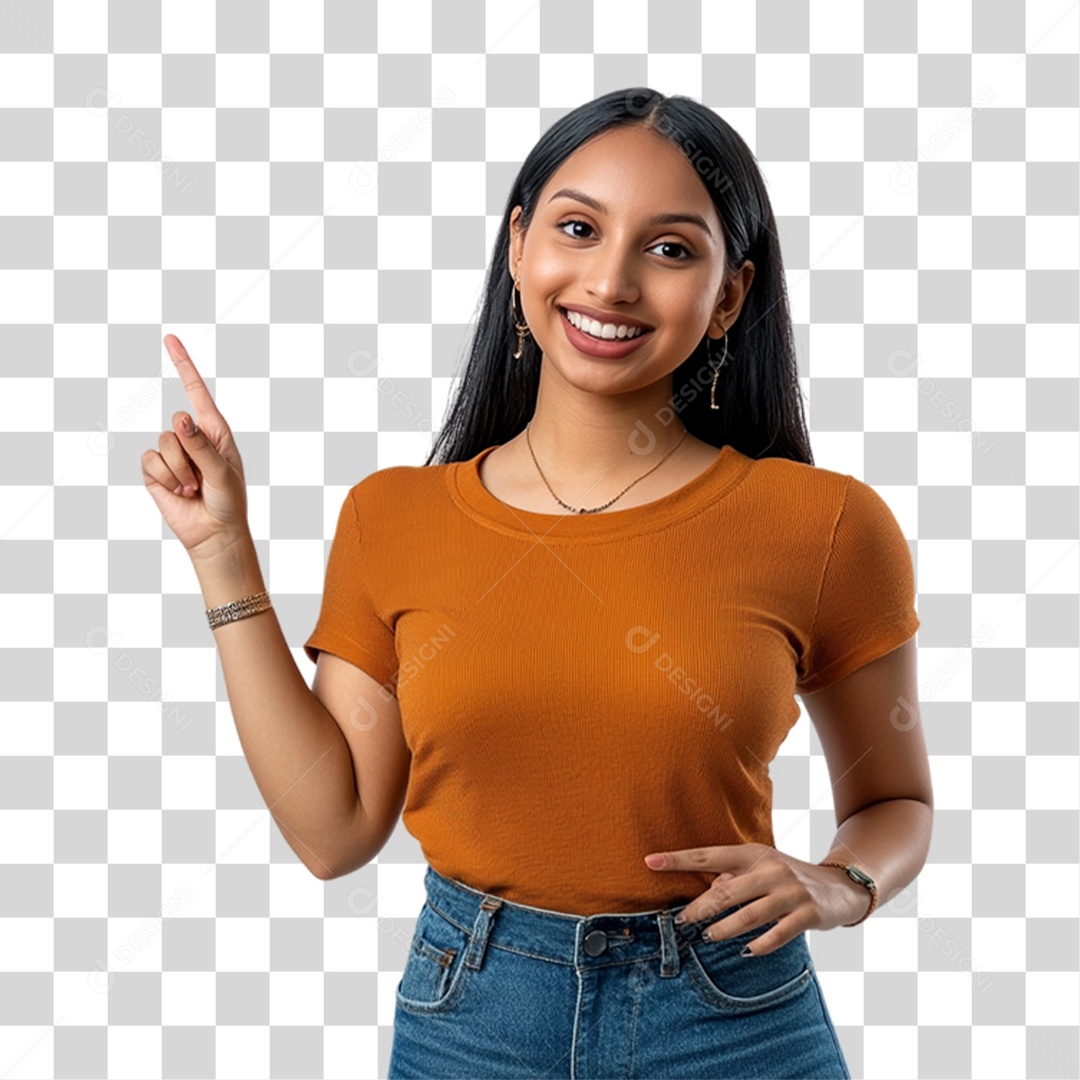 Mulher Apontando Gestos PNG Transparente