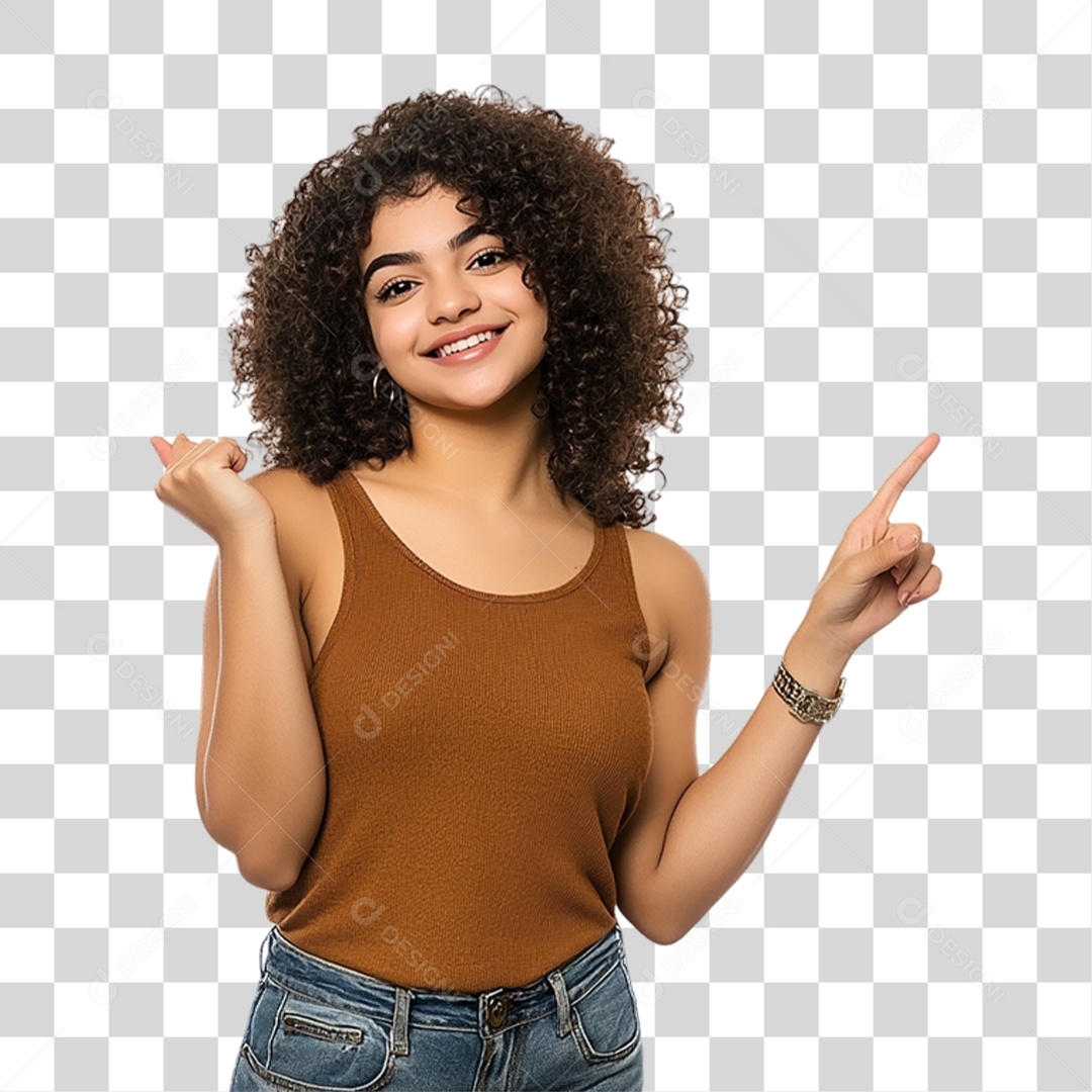 Mulher Apontando Gestos PNG Transparente