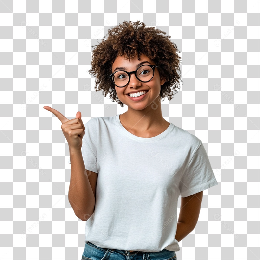 Mulher Apontando Gestos PNG Transparente