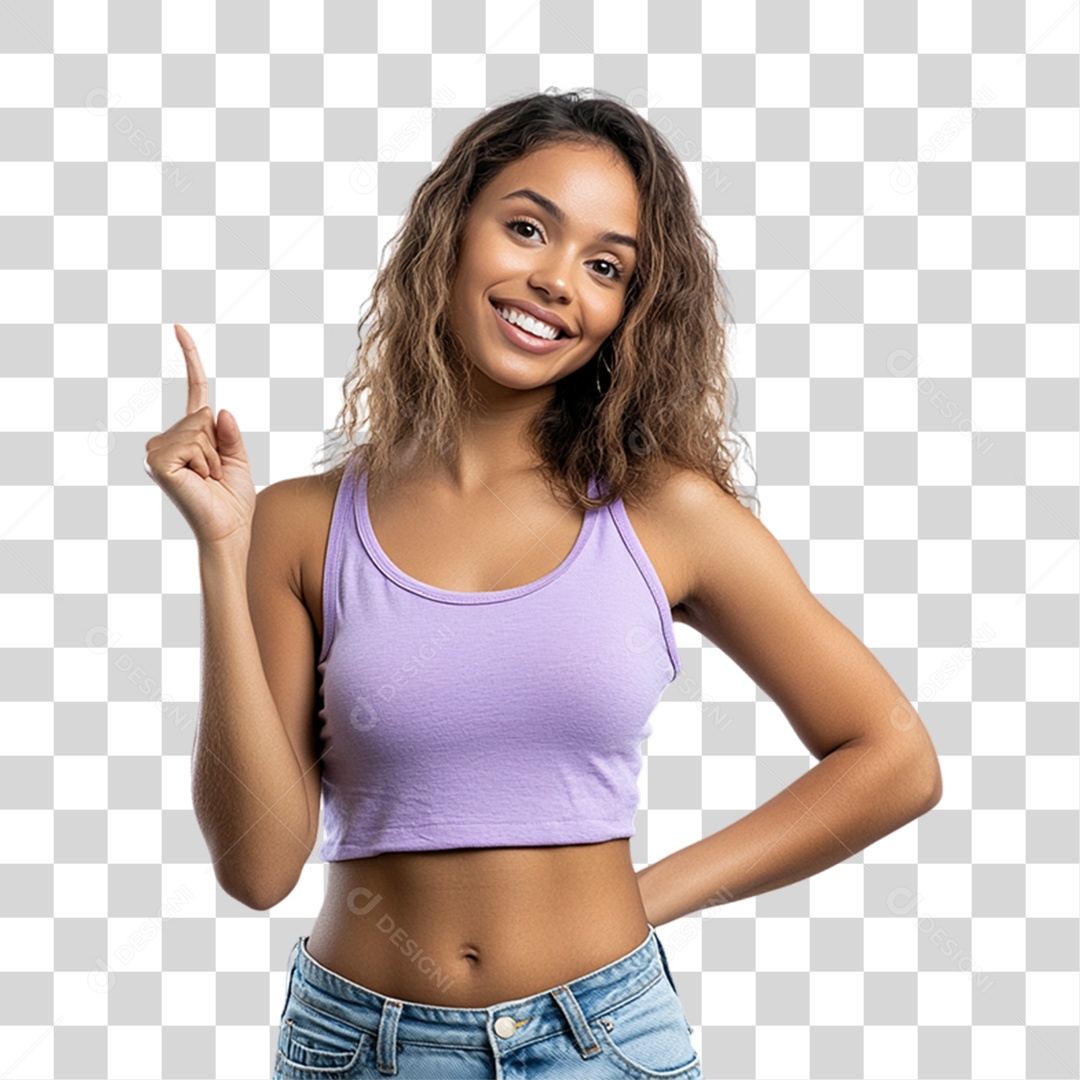 Mulher Apontando Gestos PNG Transparente