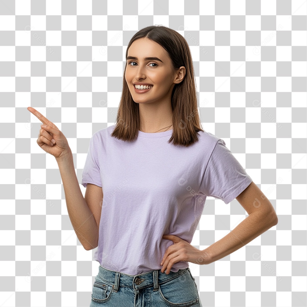 Mulher Apontando Gestos PNG Transparente