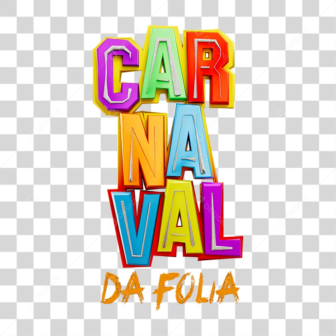 Texto 3D Carnaval PNG Transparente