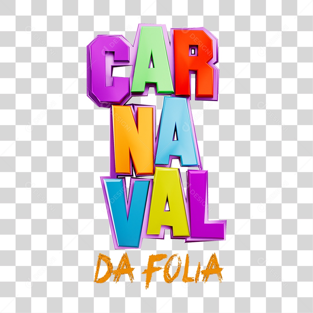 Texto 3D Carnaval PNG Transparente