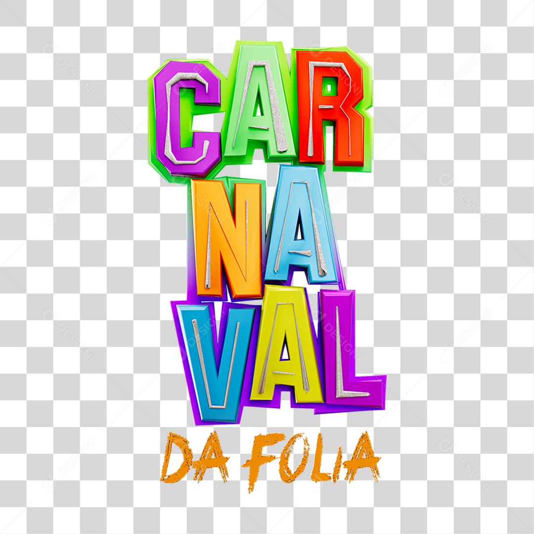 Texto 3D Carnaval PNG Transparente