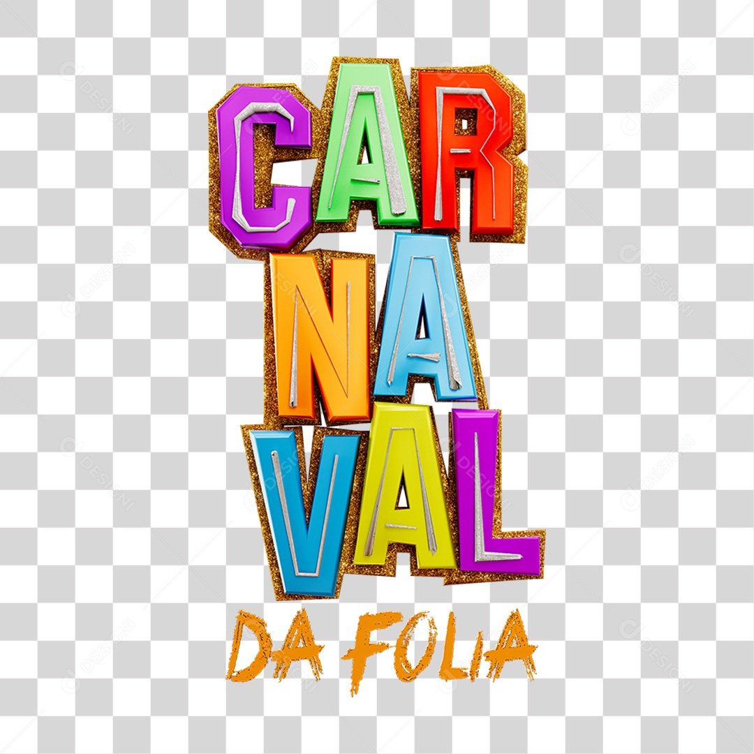 Texto 3D Carnaval PNG Transparente