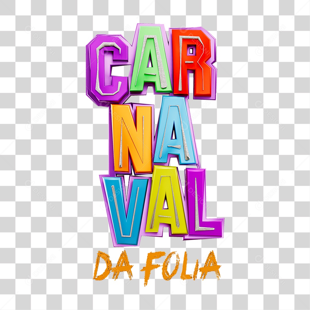 Texto 3D Carnaval PNG Transparente