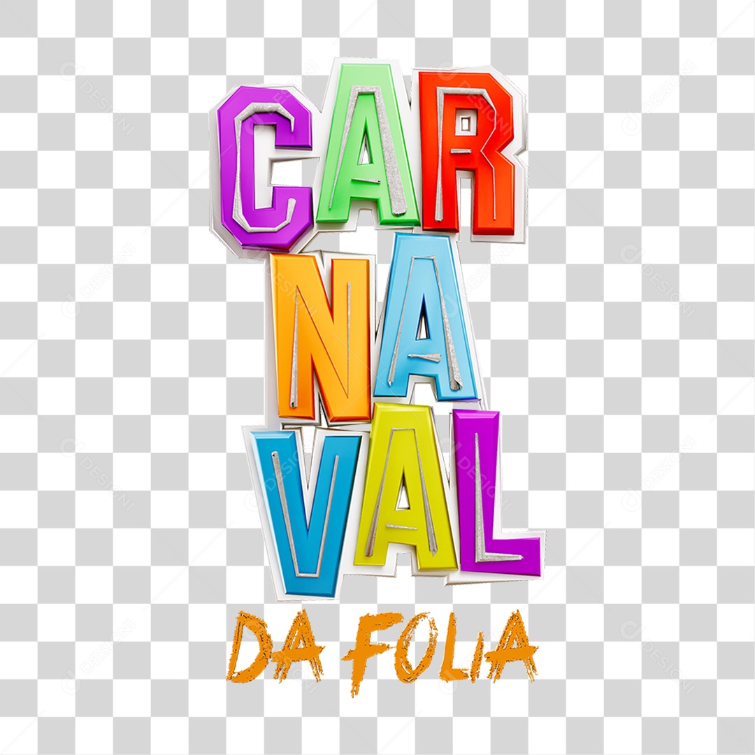 Texto 3D Carnaval PNG Transparente