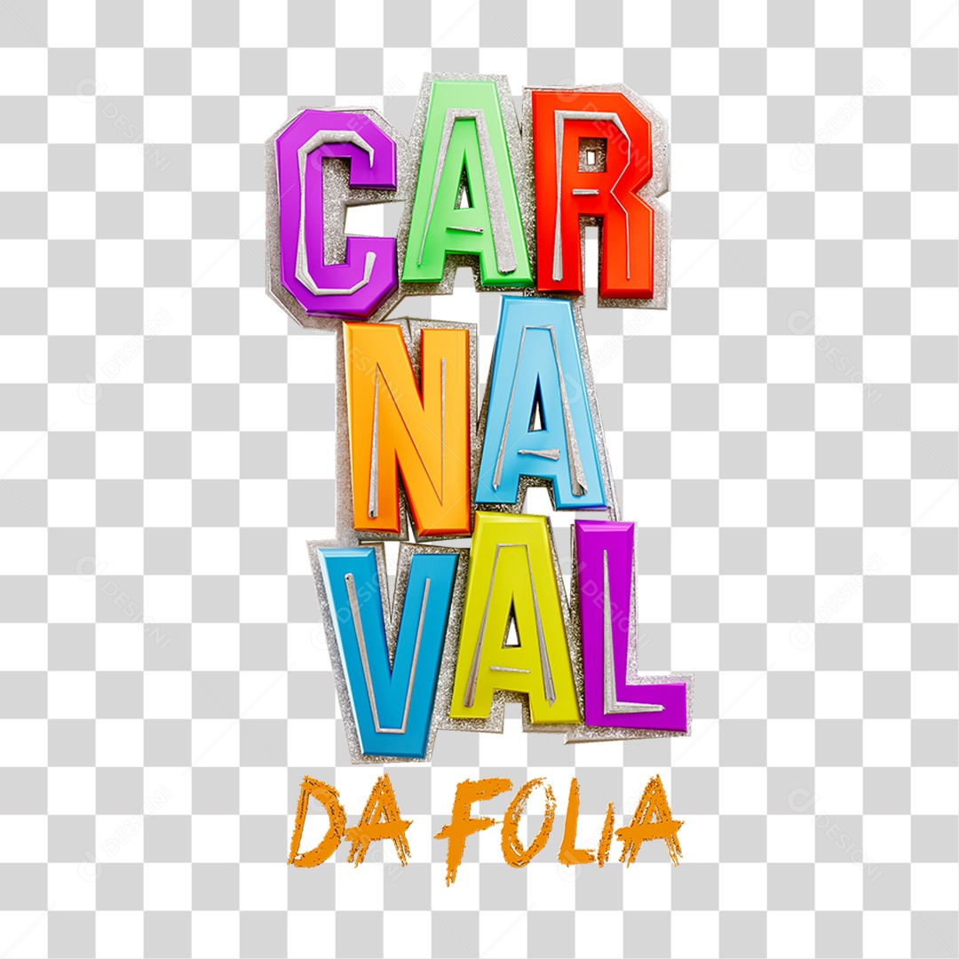 Texto 3D Carnaval PNG Transparente