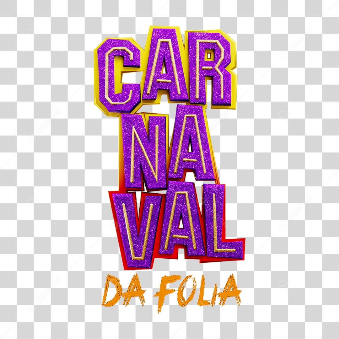 Texto 3D Carnaval PNG Transparente