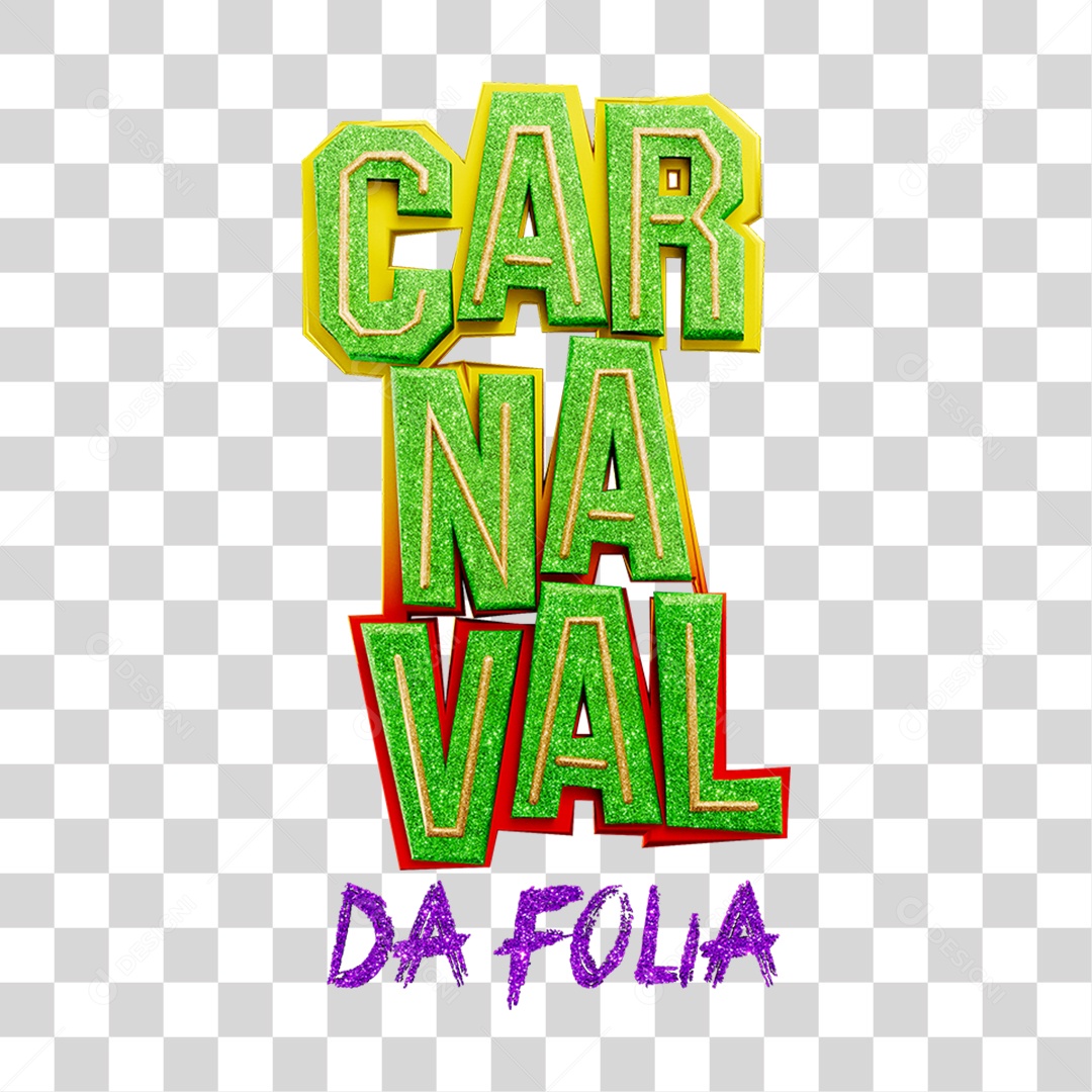 Texto 3D Carnaval PNG Transparente