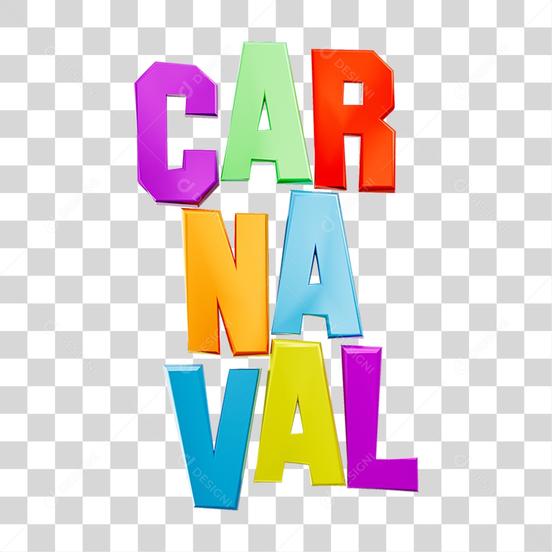 Texto 3D Carnaval PNG Transparente